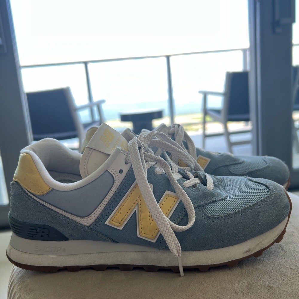 New Balance Gray and Yellow Athletic Shoes